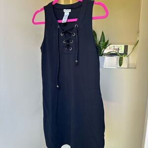 Black Tommy Bahama Lace-Up Mini Dress Size Medium w/ Pockets!